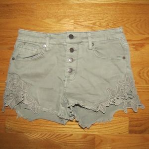 Green high waisted shorts